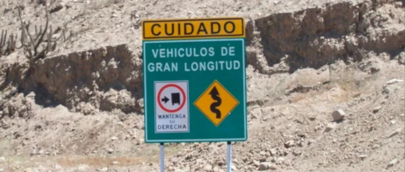 Señal minera vehículos de gran longitud