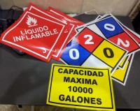 Sticker rombo de seguridad liquido inflamable y rombo nfpa